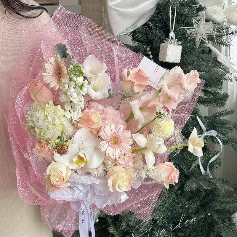 Florist Supply Paper - 雪の結晶糸巻きメッシュ紙花束包装花屋用品ギフト包装用品結婚式誕生日パーティーの装飾