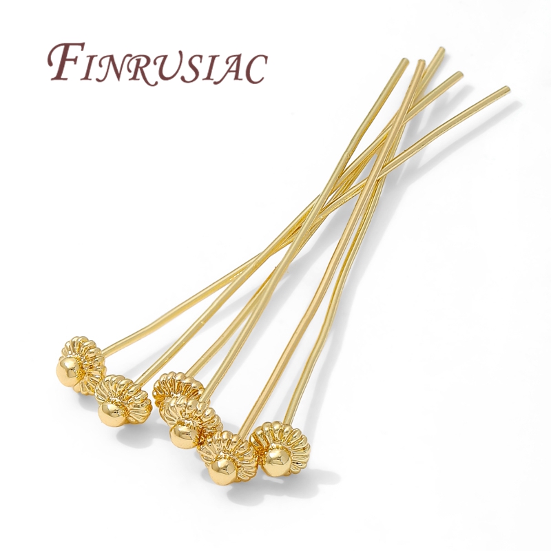 Flower Supplies - 10/20個/ロット 18K金メッキピン ジュエリー製作用品用、真鍮製フラワーピン イヤリングアクセサリー用、DIYジュエリーパーツ