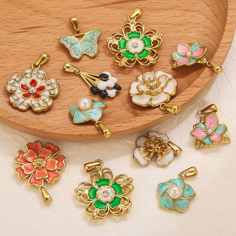 2 個ステンレス鋼エナメル大花チャームジュエリー作成用品ペン - Flower Supplies のレビューと価格