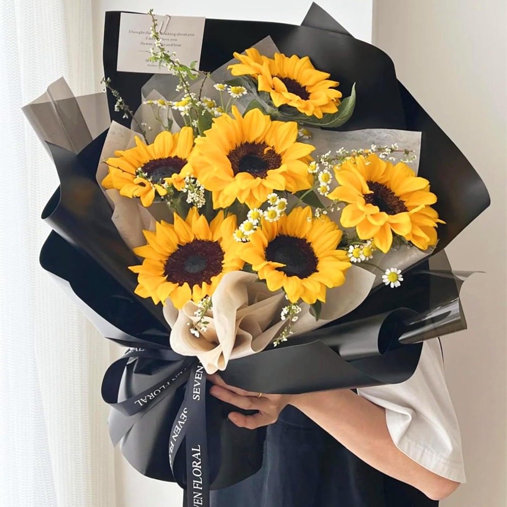 防水半透明韓国花柄包装紙 20枚 ブラックフラワーデザイン  - Florist Supply Paper のレビューと価格