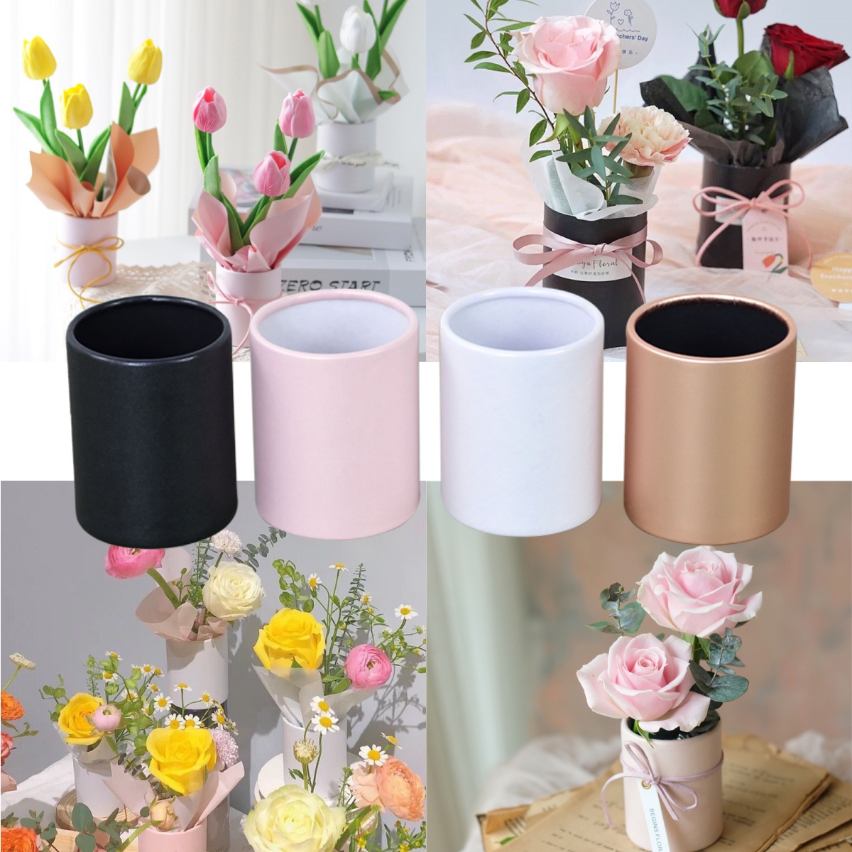 4 個ミニラウンドフラワーボックスギフト花屋花束花瓶結婚式誕 - Florist Supply Paper のレビューと価格