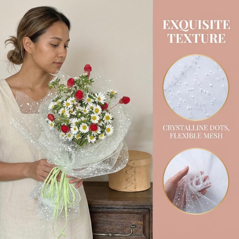雪の結晶糸巻きメッシュ紙花束包装花屋用品ギフト包装用品結婚式 - Florist Supply Paper のレビューと価格