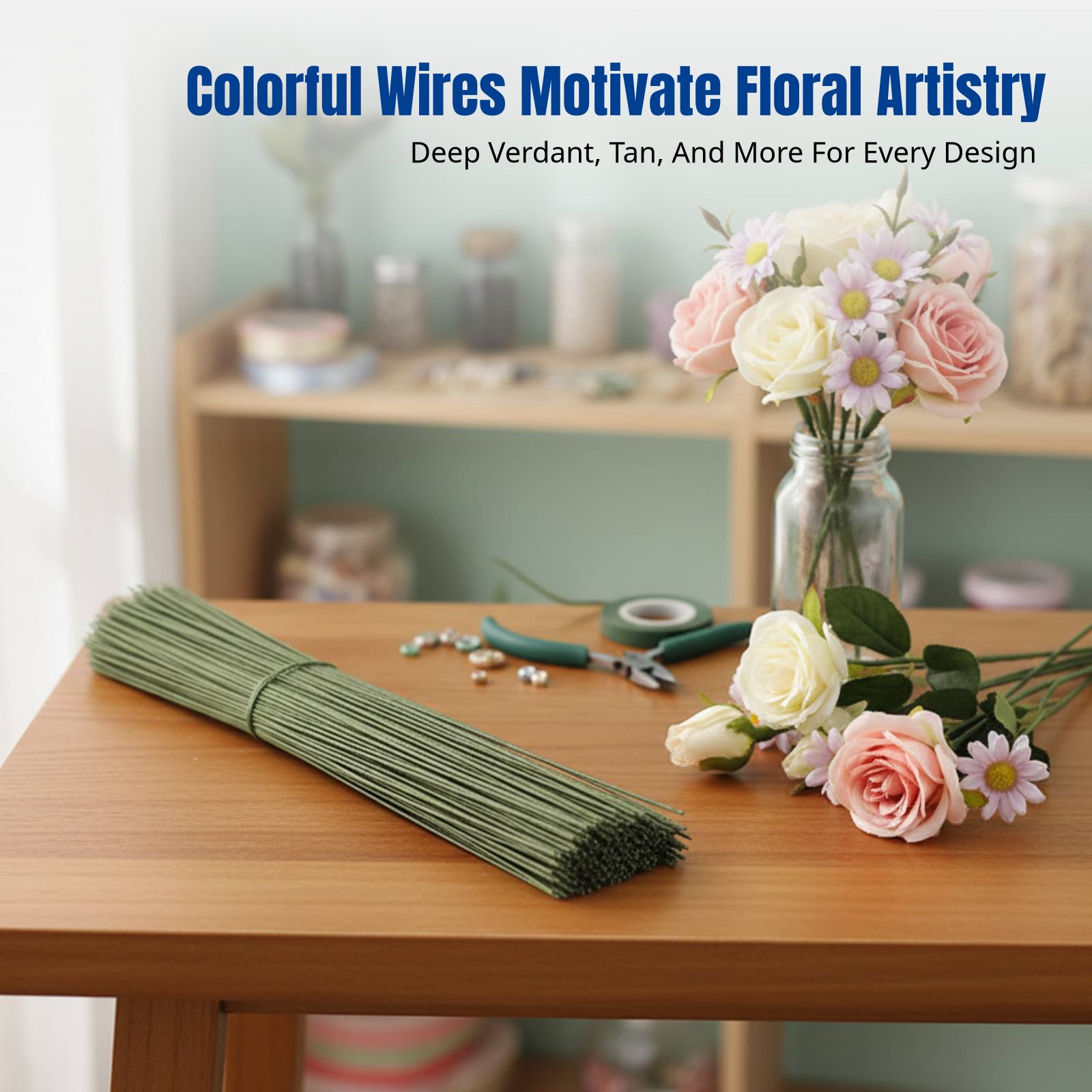DIY手作り花茎用ワイヤー、細い鉄線、紙巻き、グリーンテープ - Flower Supplies のレビューと価格