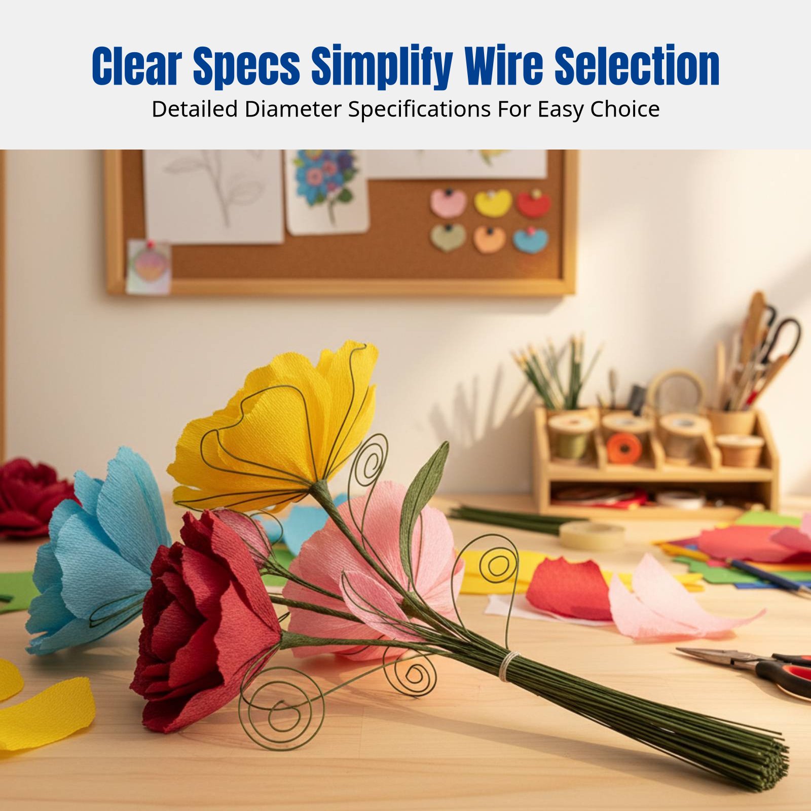 DIY手作り花茎用ワイヤー、細い鉄線、紙巻き、グリーンテープ - Flower Supplies のレビューと価格