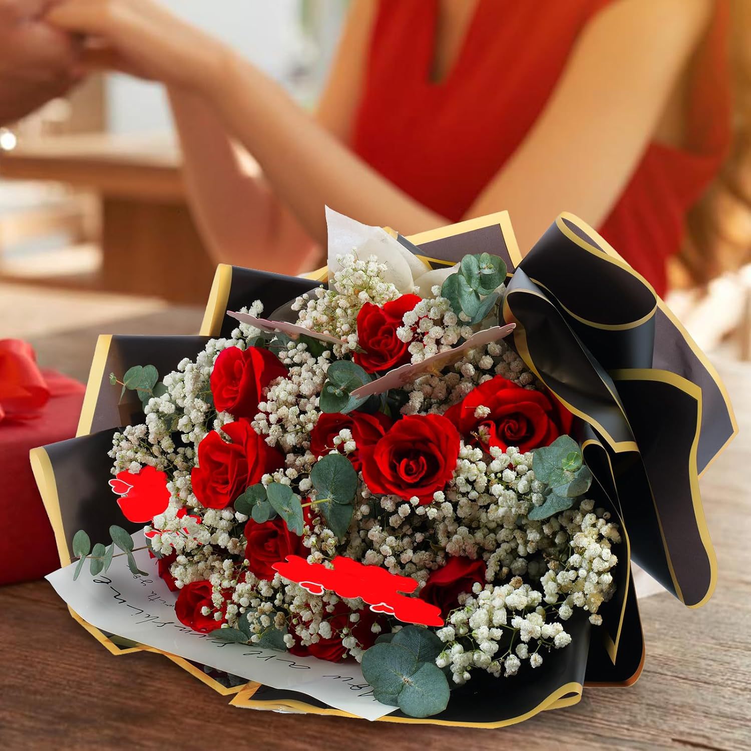 20枚 ゴールドエッジ防水ゼリーフィルムフラワーラッピングペ - Florist Supply Paper のレビューと価格