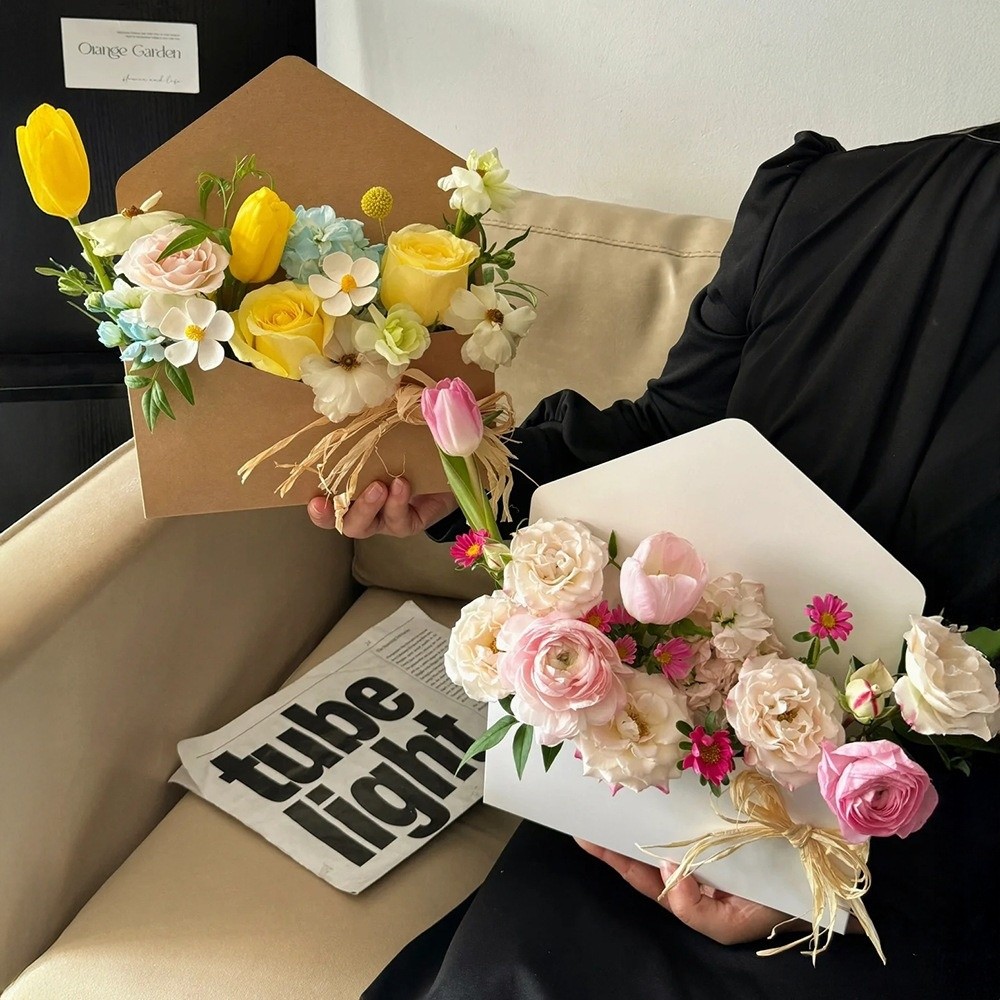 5種類の封筒型花柄ボックス、ラブレターデザインDIYフラワー - Florist Supply Paper のレビューと価格