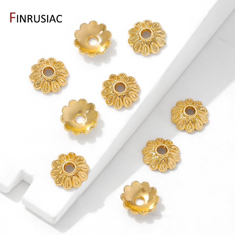 14K金メッキ真鍮製丸型フラワービーズキャップ、ジュエリー用 - Flower Supplies のレビューと価格
