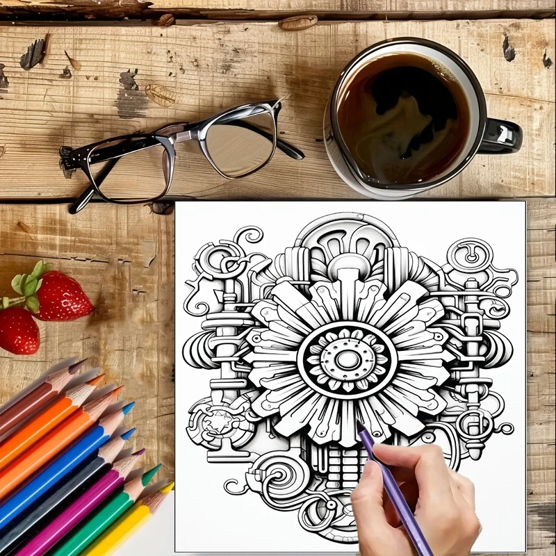 塗り絵ブック スチームパンクフラワー 大人向け塗り絵ブック、 - Flower Supplies のレビューと価格